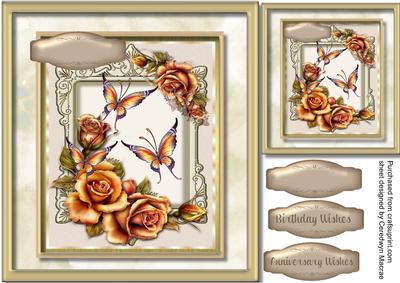 Beautiful Golden Roses and Butterflys 