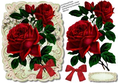 Beautifu Red Roses on a Leafy Lace Mat 
