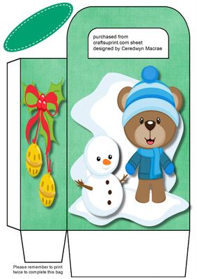 Lovely Gift Bag . Teddy and the Snowman 