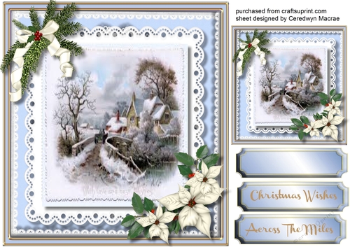 Beautiful Christmas Scene on Lace 