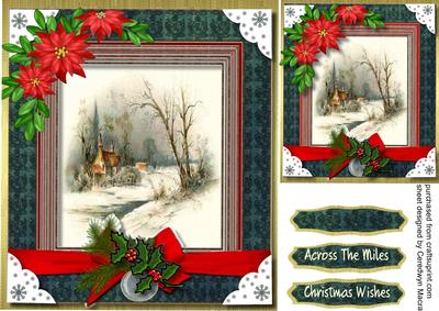 Traditional Christmas Scene with Poinsettias , 