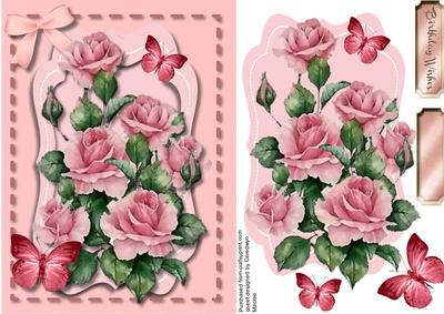 Lovely Pink Roses Ina Saddlestitched Frame 