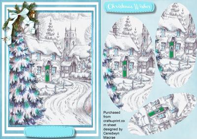 Beautiful Aqua Christmas Scene , Pyramid 