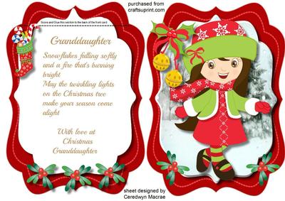 Tent Card , with Verse , Special Granddaughter
