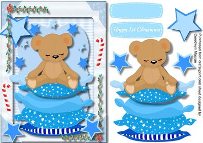 Blue Happy 1st Christmas Sleepy Time Bear 