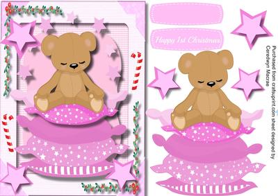 Pink, Happy 1st Christmas Sleepy Time Bear 