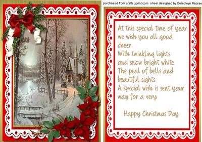 Lovely Topper with Verse , Beautiful Christmas Scene on La