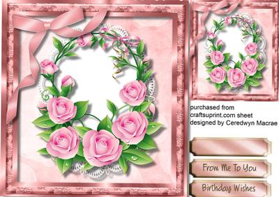 Lovely Garland of Pink Roses on Lace 