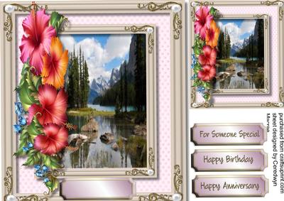 Beautiful Lake Scene with Hibiscus 