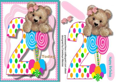 Fuzzy Bears 2nd Birthday Wish Girl