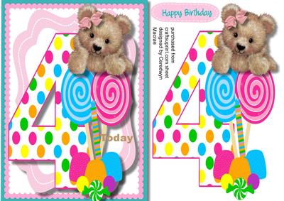 Fuzzy Bears 4tgh Birthday Wish Girl