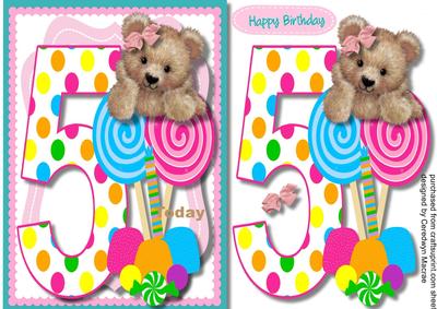 Fuzzy Bears 5th Birthday Wish Girl