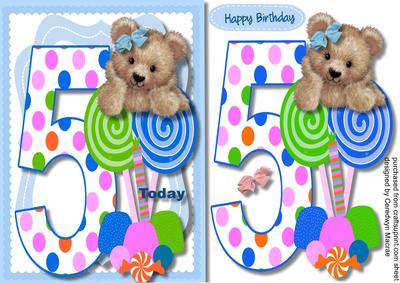 Fuzzy Bears 5th Birthday Wishee Boy