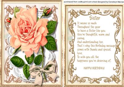 Beautifu Rose for a Spcial Sister, with Verse