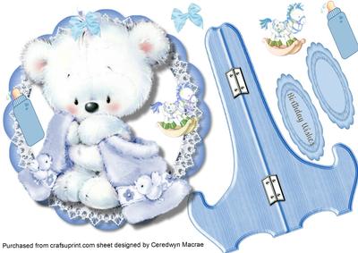 Plate and Stand Fluffy Bear and His Blanket