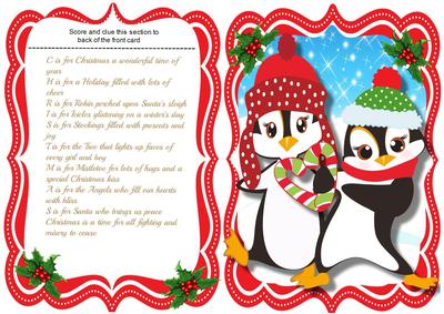 Tent Card , Dancing Penguins, with Verse 