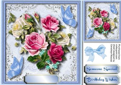Beautiful Mixed Roses and Butterfly's 