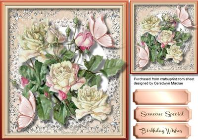 Beautiful Vintage Roses with Butterfly's 