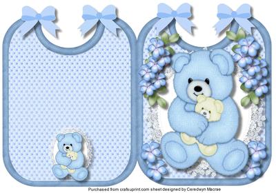 Print, Cut, and Fold , Blue Baby Bib 