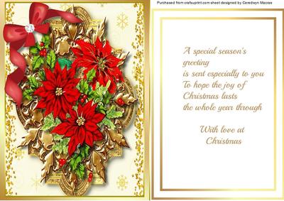 Topper with Verse , Beautiful Star and Poinsettias 