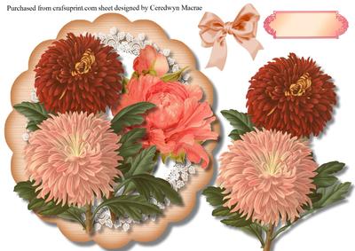Beatiful Scalloped Mat with Flowers on Lace 