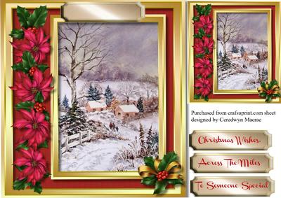 Beautiful Christmas Scene with Holly and Poinsettias 