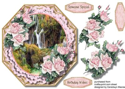 Beautiful Octagonal with Pink Roses and Lace 