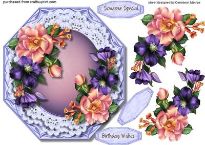 Beautiful Octagonal with Pink and Lilac Roses 