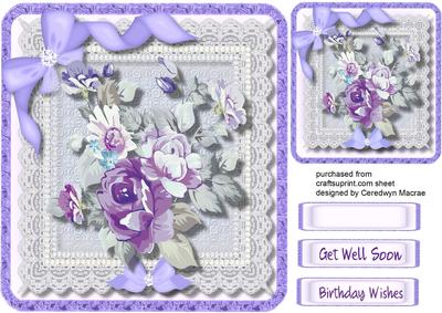 Lovely Lilac Water Colour Roses on Lace 