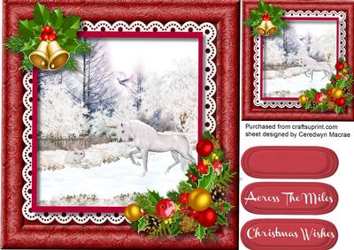 Beautiful Unicorn and Rabbit in the Snow 