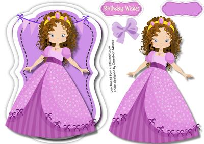 Beautiful Purple Princess Topper or Easel 