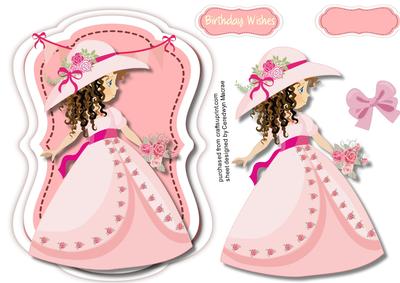 Beautiful Princess in Pink Easel or Topper