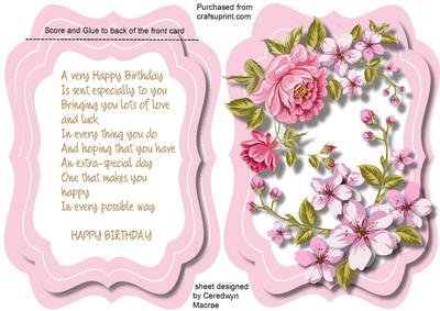Tent Card with Verse , Beautiful Birthday Wishes 1