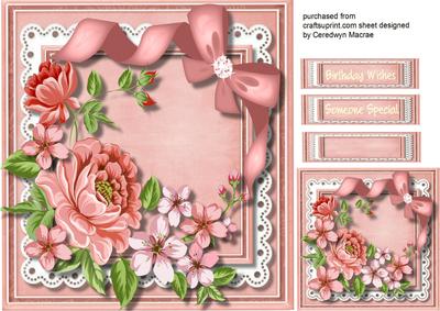 Pink Roses in a Lace Frame 