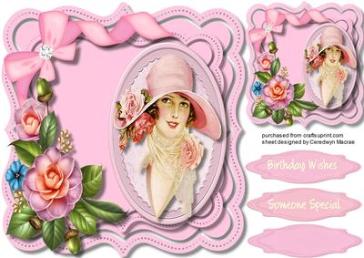 Beautiful Bracket with a Pink Hat Lady, 2