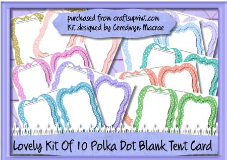 Bunper Kit of 10 Polka Dot Blank Tent Cards 