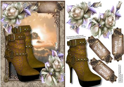 Orange Sunset , with Boots and Flowers 