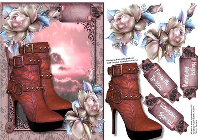 Dusky Pink Sunset , with Boots and Flowers 