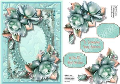 Auqa Flowers and Pearl Frame 