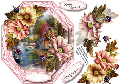 Beautiful Pink Octagonal with Chrysanthemum's