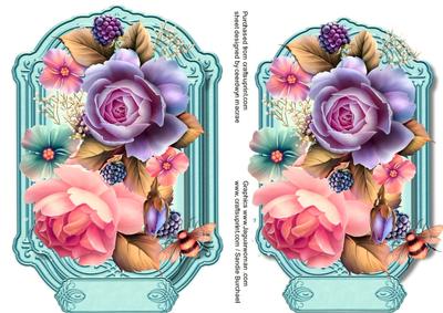Lovely Aqua Ornate Plaque with Roses 