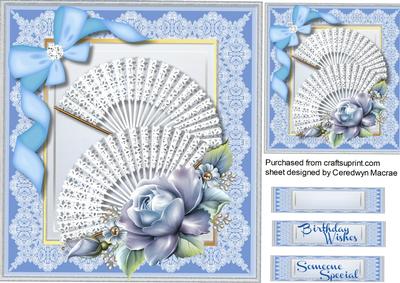 Beautiful Blue Fans and Roses 
