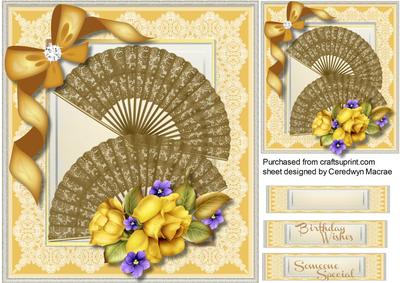 Beautiful Gold Fans and Yellow Roses