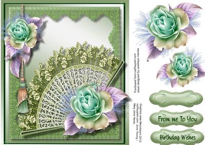 Beautiful Green Fans and Frosted Roses 