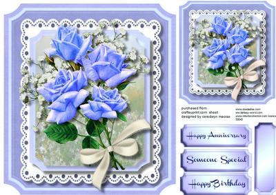 Lovely Lilac Roses Shaped Card 
