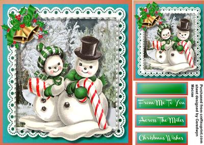 Snowman Couple with There Candy Cane 