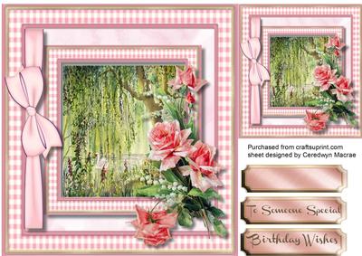 Beautiful Roses and Weeping Willow 