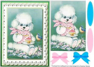 Beautiful Poodle and Blue Bird Topper