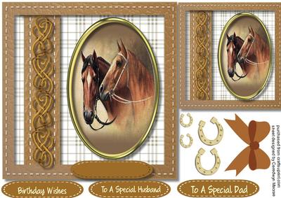 Chestnut Horses in a Saddle Stitched Frame 