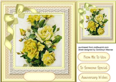 Beautiful Yellow Roses on Fine Lace 